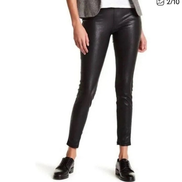 Blank NYC Pants - BLANK NYC Black Faux Leather Trousers Pants Leggings, Pull-On High Rise,  30”
